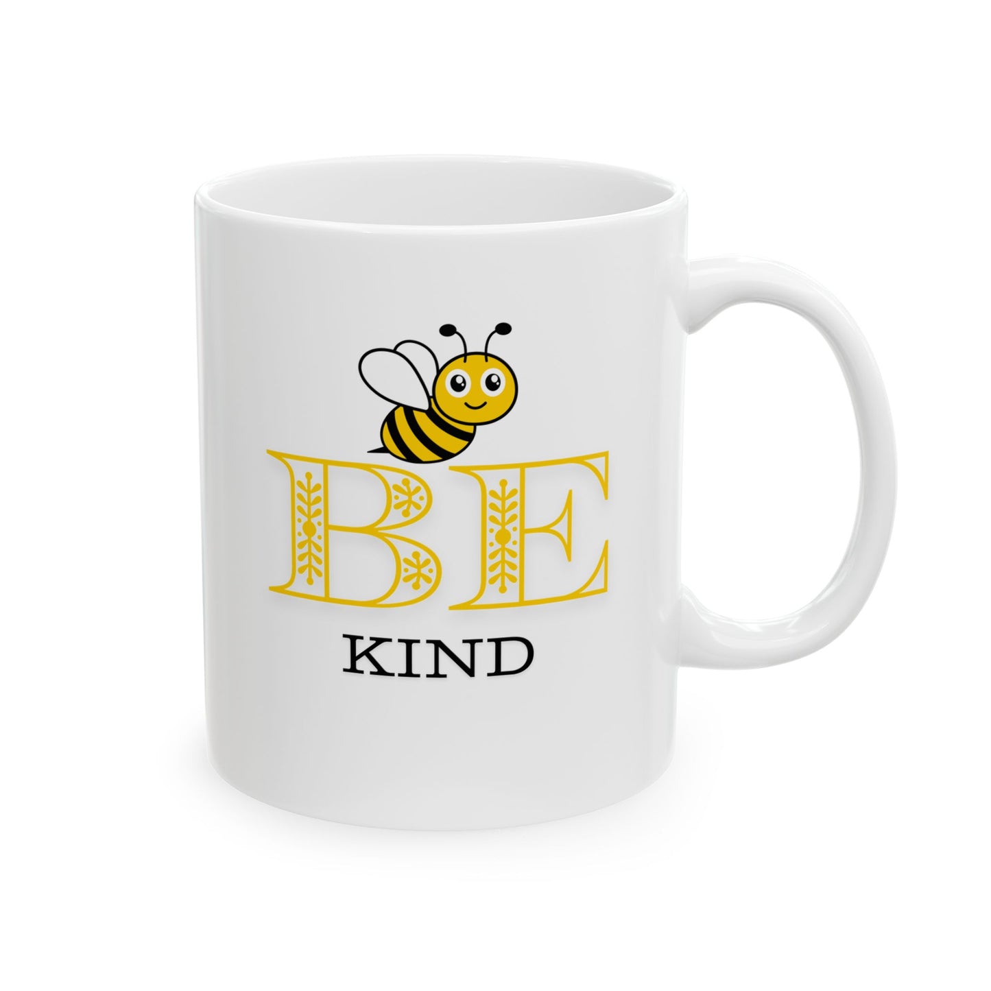 Be Kind- Ceramic Mug- BPA and Lead-free, microwave & dishwasher-safe, and made of white, durable ceramic in 11-ounce and 15-ounce sizes.