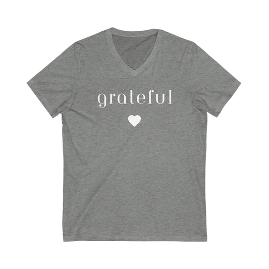 Grateful- Unisex Jersey Short Sleeve V-Neck Tee